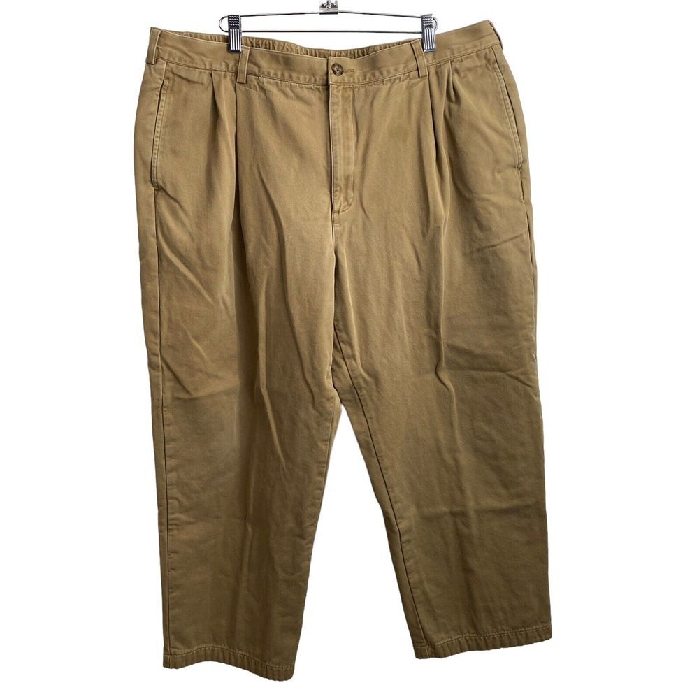 L.L‎ Bean Pleated Comfort Waist Fleece Lined Trousers Mens Size 42x30 0BFR3